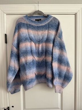 FORE Blue & Pink Striped Crewneck Sweater